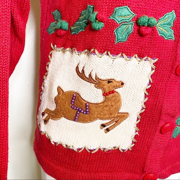 Vintage | Ugly Holiday Sweater Knit Cardigan Sz. S - Picture 7 of 9
